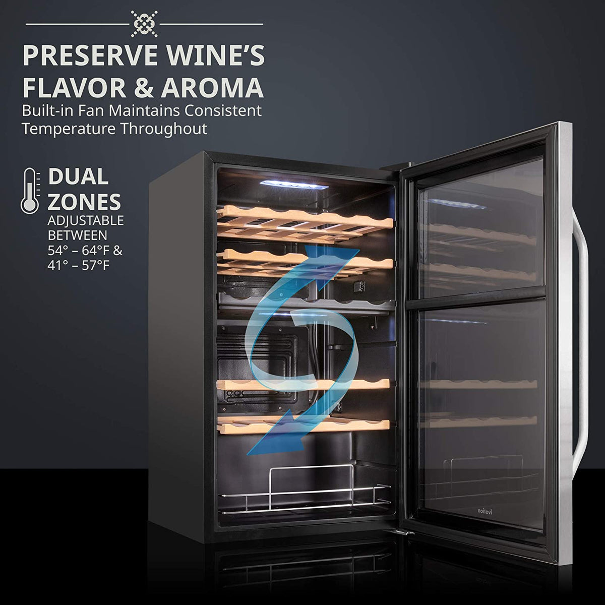 33 Bottle Dual Zone Wine Cooler Refrigerator Stainless Steel Ivation