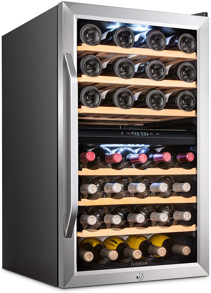 43 Bottle Dual Zone Wine Cooler Refrigerator Stainless Steel