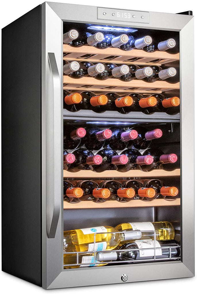 33 Bottle Dual Zone Wine Cooler Refrigerator Stainless Steel - Ivation Wine Coolers