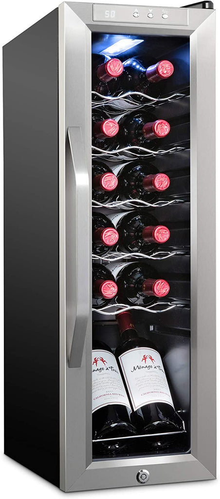 12 Bottle Compressor Wine Cooler Refrigerator Stainless Steel - Ivation Wine Coolers