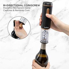 Ivation Wine Bottle Opener | Manual Handheld Corkscrew with Ergonomic Lever  Pump, Standing Vertical Design, Soft Bottleneck Grip, Nonstick Screw 
