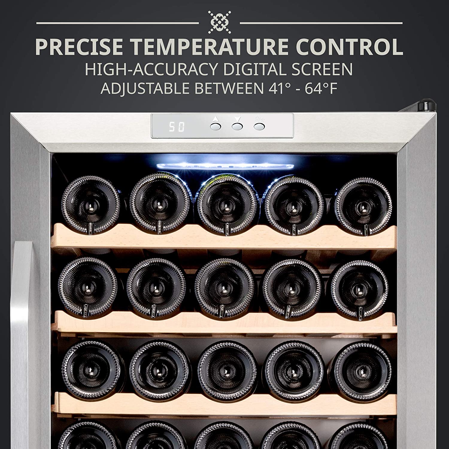 34 Bottle Compressor Wine Cooler Refrigerator Stainless Steel