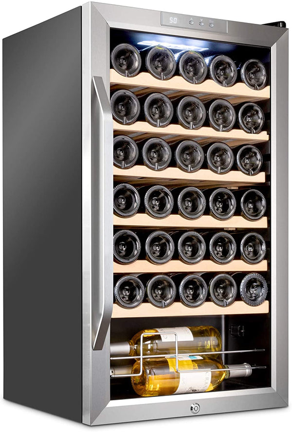 34 Bottle Compressor Wine Cooler Refrigerator - Stainless Steel - Ivation Wine Coolers
