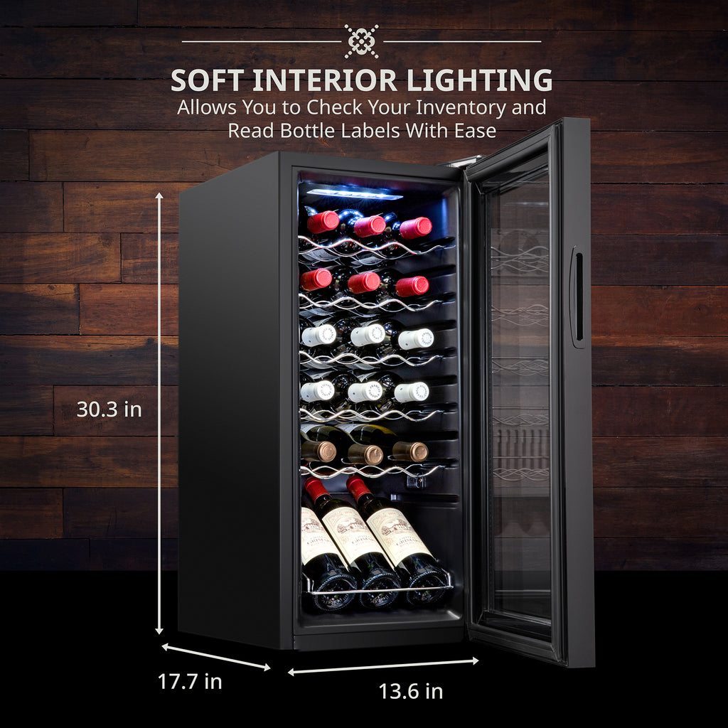 Ivation Refrigerador de vino con compresor de 18 botellas con cerradura |  Gran bodega independiente para vino tinto, blanco, champán o espumoso 