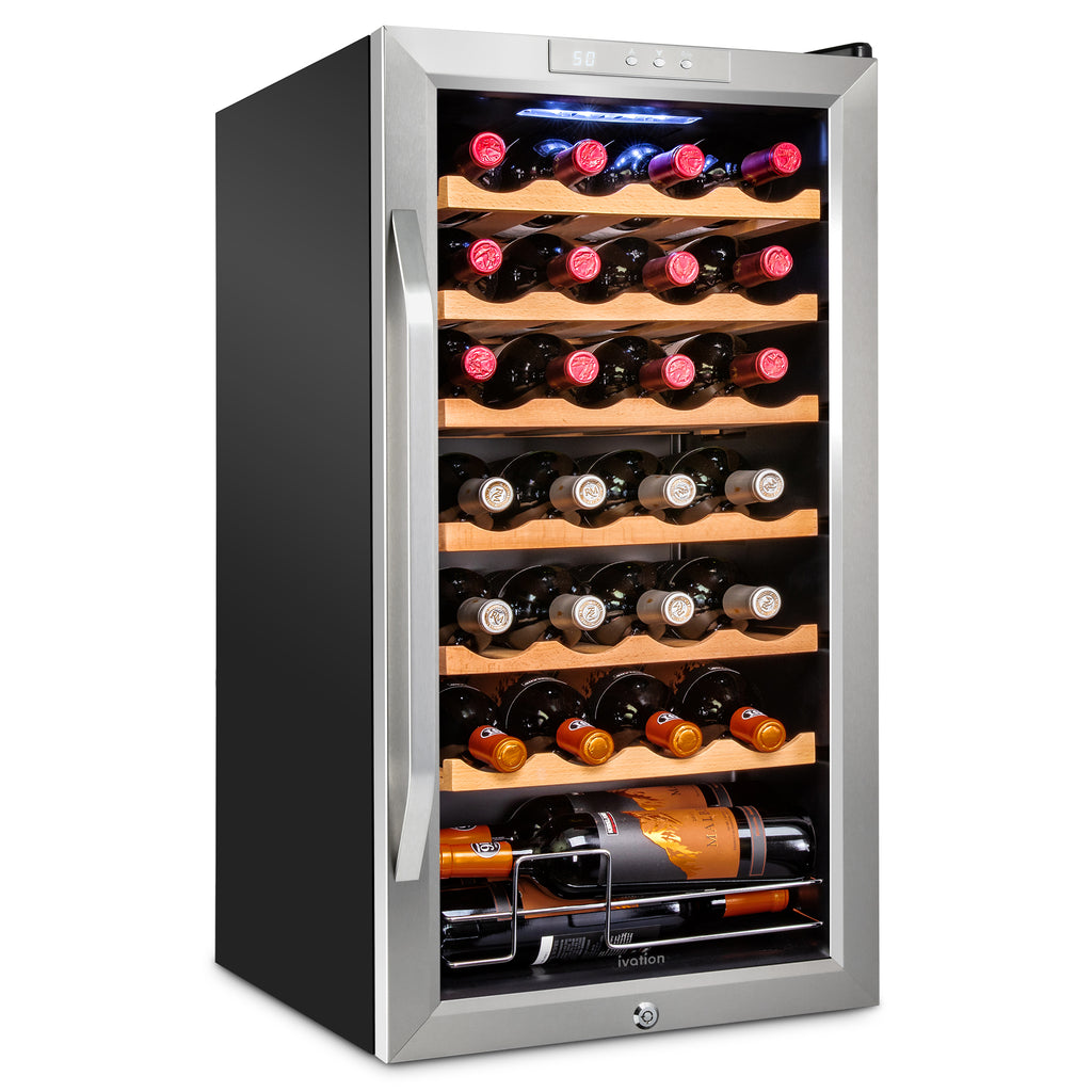 28 Bottle Freestanding Wine Refrigerator Stainless Steel